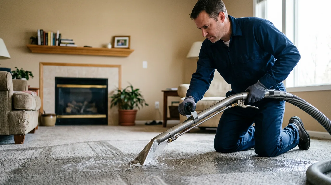 Water damage restoration technician working near Peterson, MN